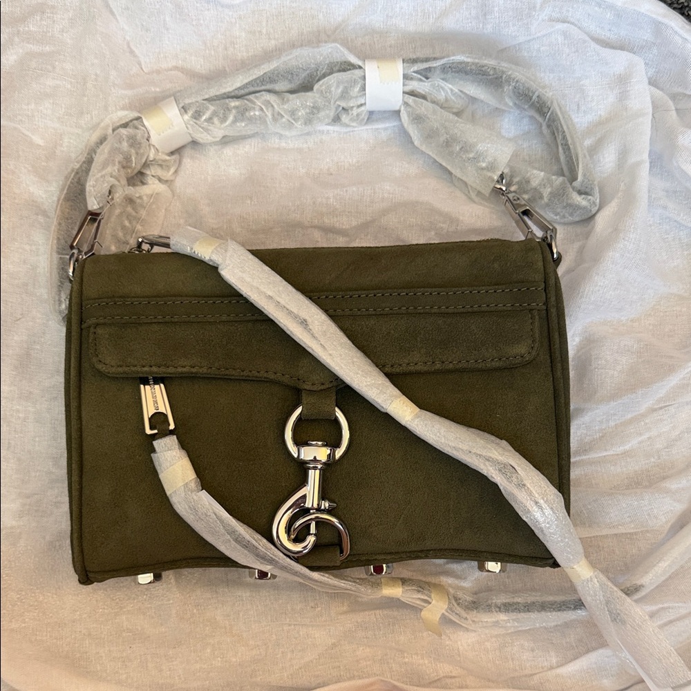 Olive Green Suede Crossbody Bag